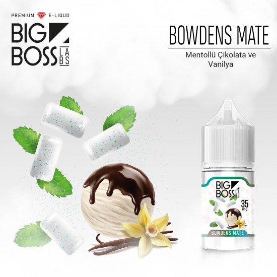 Big Boss Bowdens Mate 30 ML Salt Likit  en uygun fiyatlar ile ebuhar da!  Big Boss Bowdens Mate 30 ML Salt Likit özellikleri, fiyatı, incelemesi, yorumları ve taksit seçenekleri için hemen tıklayın!