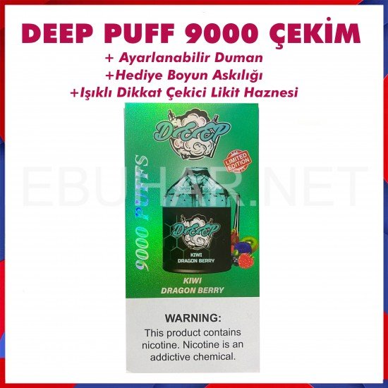 Deepbar 9000 Kiwi dragon berry  en uygun fiyatlar ile ebuhar da!  Deepbar 9000 Kiwi dragon berry özellikleri, fiyatı, incelemesi, yorumları ve taksit seçenekleri için hemen tıklayın!