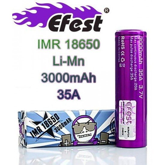 EFEST IMR 18650 3000MAH PİL  en uygun fiyatlar ile ebuhar da!  EFEST IMR 18650 3000MAH PİL özellikleri, fiyatı, incelemesi, yorumları ve taksit seçenekleri için hemen tıklayın!