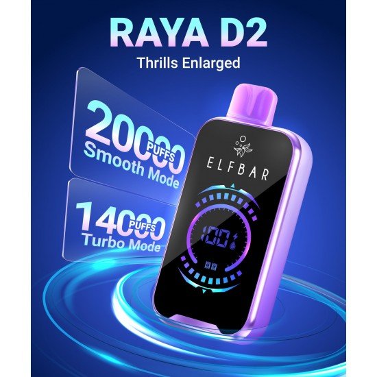 Elf Bar Raya D2 20000 Puff Tek Kullanımlık Elektronik Sigara  en uygun fiyatlar ile ebuhar da!  Elf Bar Raya D2 20000 Puff Tek Kullanımlık Elektronik Sigara özellikleri, fiyatı, incelemesi, yorumları ve taksit seçenekleri için hemen tıklayın!