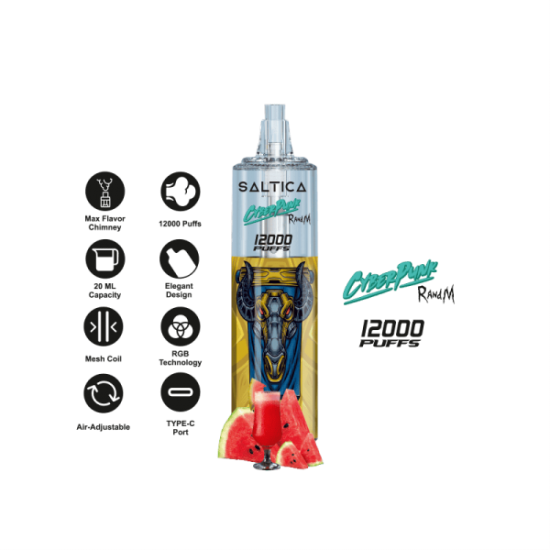 Saltica Cyberpunk 12000 Watermelon Lemonade  en uygun fiyatlar ile ebuhar da!  Saltica Cyberpunk 12000 Watermelon Lemonade özellikleri, fiyatı, incelemesi, yorumları ve taksit seçenekleri için hemen tıklayın!