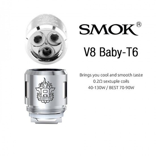 Smok TFV8 baby V8-T6 coil  en uygun fiyatlar ile ebuhar da!  Smok TFV8 baby V8-T6 coil özellikleri, fiyatı, incelemesi, yorumları ve taksit seçenekleri için hemen tıklayın!