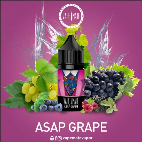 Vape Mate Asap Grape 30 ML Salt Likit  en uygun fiyatlar ile ebuhar da!  Vape Mate Asap Grape 30 ML Salt Likit özellikleri, fiyatı, incelemesi, yorumları ve taksit seçenekleri için hemen tıklayın!
